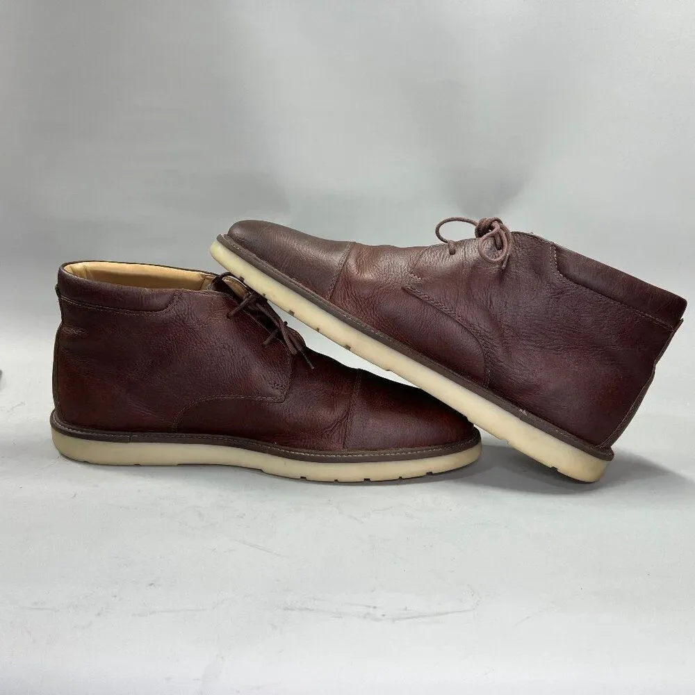 Clarks Grandin‎ Top Chukka Boots Men's 13 Brown Leather Cap Toe Lace Up Casual